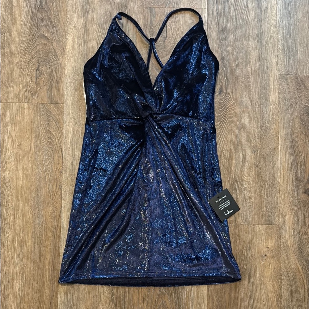 Lulu's Navy Blue Backless Dress